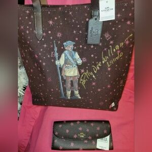 Autographed Lando Star Wars Coach Purse & Wallet Princess Leia Beckett COA nwt
